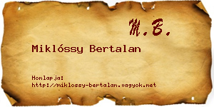 Miklóssy Bertalan névjegykártya